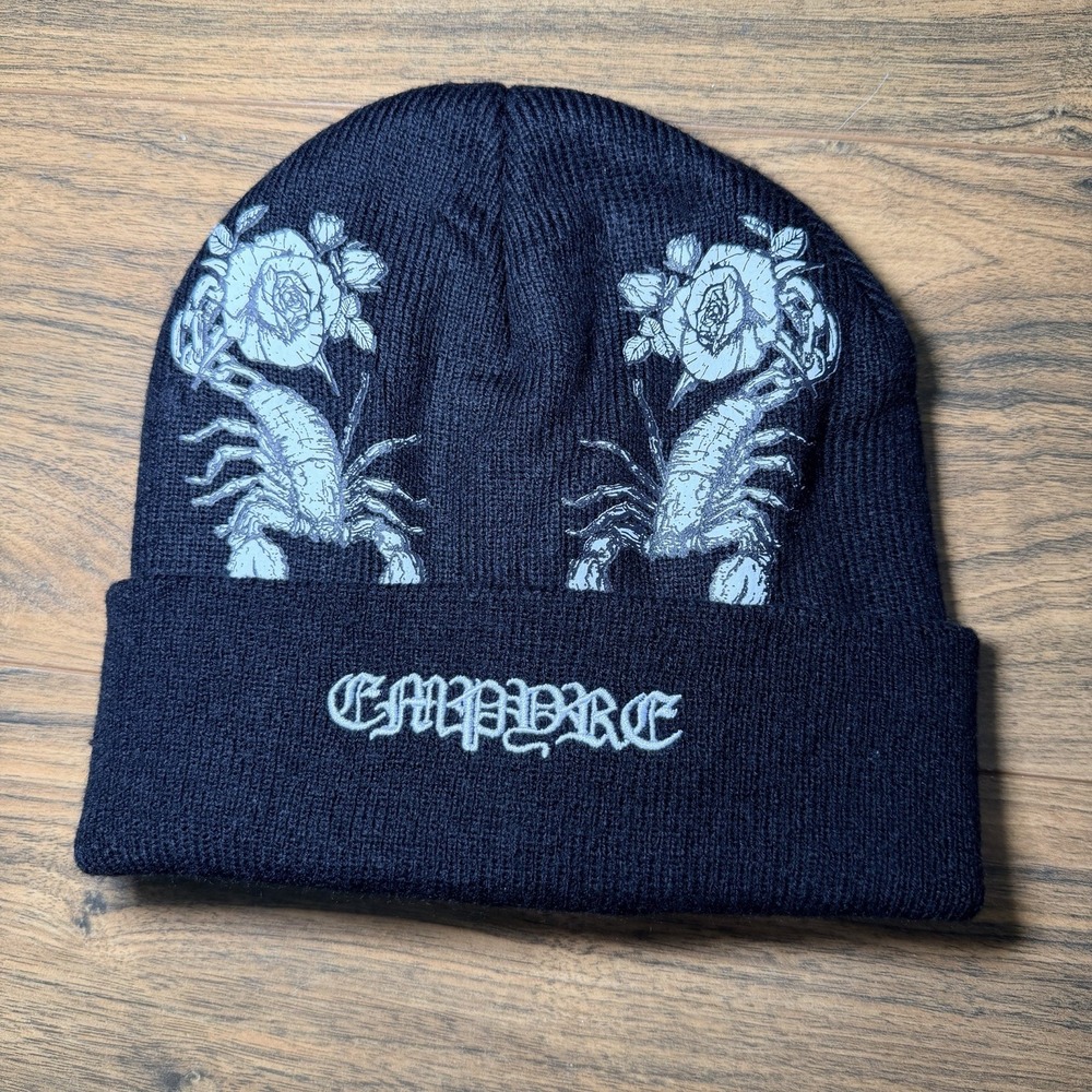 Empyre Graffiti Logo Black Knit Beanie Winter Hat Cap One Size Scorpion Rose